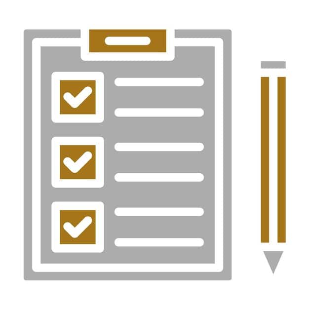 A checklist graphic with items like