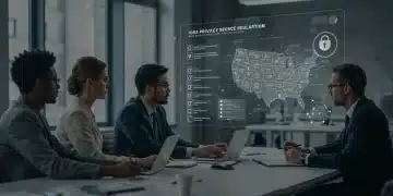 US Privacy Laws 2026: Cybersecurity Compliance Checklist Cybersecurity team reviewing US privacy law compliance checklist for 2026