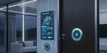 Futuristic smart home showcasing advanced security gadgets and integrated protection systems.